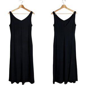Vintage Ann Taylor 100% Silk Maxi Dress Women's 4 Black Classic LBD 90s Formal